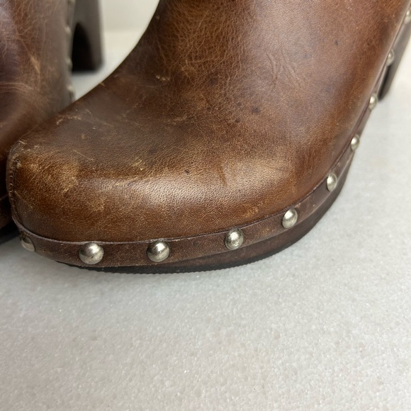 Vintage Brown Leather Studded Clogs Y2K Size 7 1/2 - Picture 4 of 8
